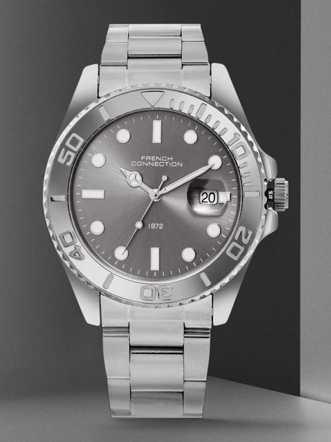 French Connection Apex Dated Sunray Dial Mineral Glass Analog