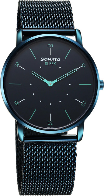 SONATA Sleek Analog Blue Dail With Blue Stainless Steel Strap