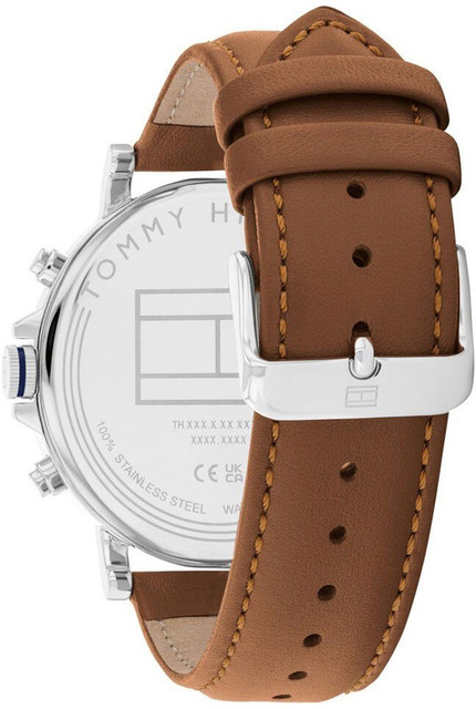 TOMMY HILFIGER Men's Stainless Steel Brown Leather Strap Watch Analog  Watch For Men