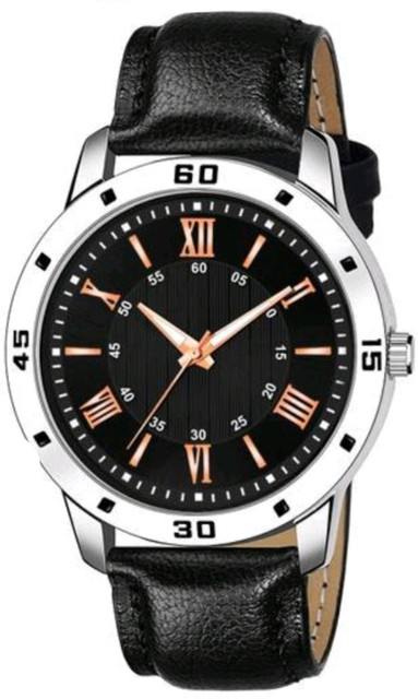 Vtrack New Waterproof All Black Leather Belt Analog Watch For Men