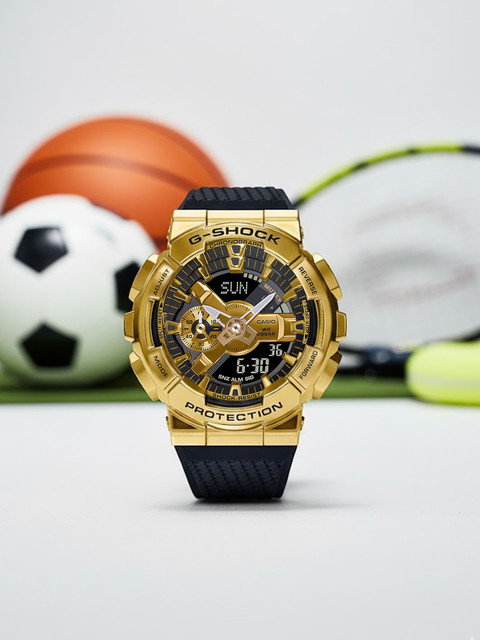 CASIO GM-110G-1A9DR G-SHOCK Gold Ip Dial Black Resin Strap Analog