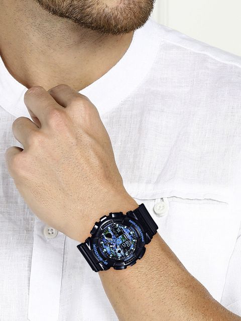 CASIO GA-100CB-1ADR G-SHOCK GA-100CB-1ADR Blue Camouflage Dial