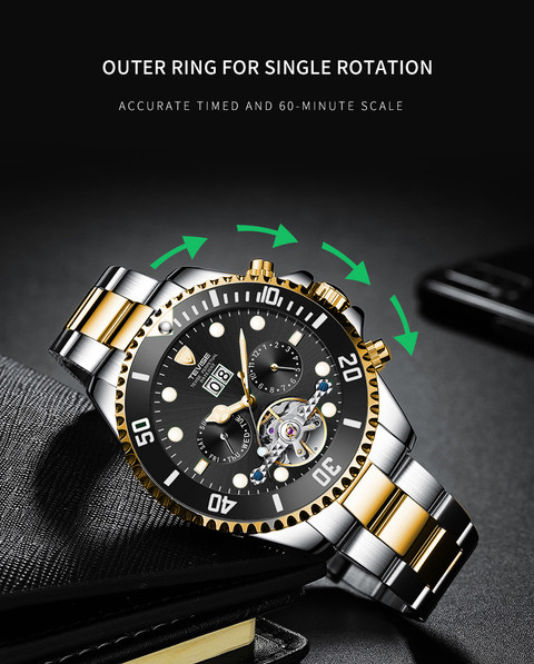 Tevise Automatic Mechanical Skeleton Chronograph Luxury Watch(Black) TEVISE  Automatic Skeleton Mechanical Dial Luxury Analog Watch For Men