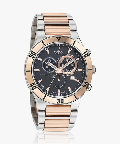 No.879/722/704/593/361/919まとめて購入 XYLYS Xylys SwiSS Chronograph Black Dial Silver & Rose Gold SS