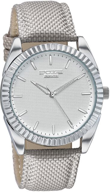 SONATA Poze 7 Sonata Poze 7 White Dial Grey Leather Strap Strap