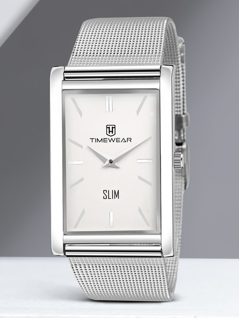 TIMEWEAR 294WDTG TIMEWEAR Slim Series White Dial Stainless Steel Chain Two  Hands Analog Watch For Men