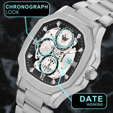 ABREXO Abx8312-Silver Bracelets GODFATHER Square Chrono Look
