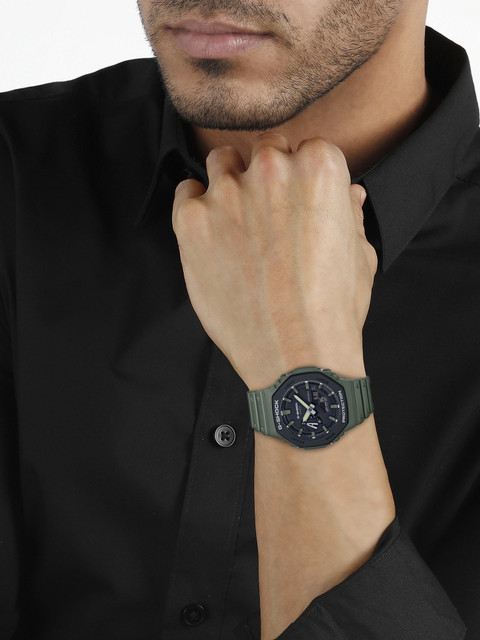 CASIO GA-2110SU-3ADR G-SHOCK Black-Green Dial Green Resin Strap