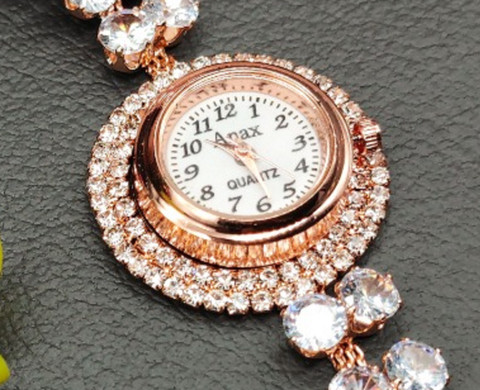 Mahi creations Rose Gold Finish American Diamond Watch For Women-1