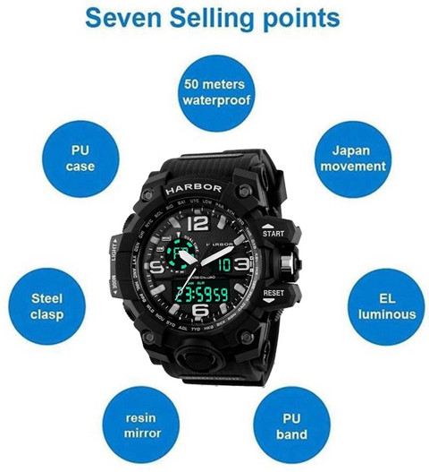 Harbor 1155 Trendy sports watch with multifunctions Analog-Digital