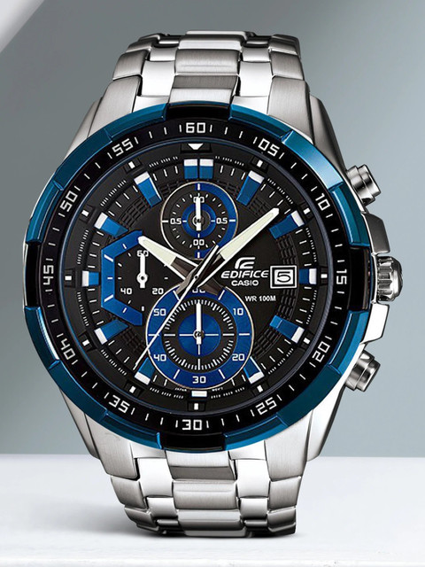 CASIO EFR-539D-1A2VUDF Edifice EFR-539D-1A2VUDF Black Dial Silver Stainless  Steel Band Analog Watch For Men