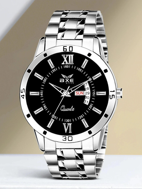 AXE Style XDD-7039 XDD-7039 Branded/Brand Day&Date Black Steel Chain Water  Resistant Watch For Men Analog Watch For Men