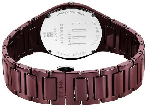 タナゴt Titan Titan Wine Edge Ceramic Quartz Analog Maroon Dial Ceramic
