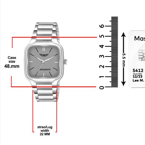 ANALOGUE Elegant Square Series Men's Watch 921-GREY-SILVER - Image 7