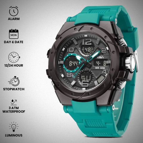 V2A Styrke 5110 Analog Digital Watch for Men | Hybrid Multi Display Dial Analog-Digital Watch - For Men Alarm Stopwatch Day Date 12/24 Hr | TPU Strap | 30M Water Resistant - Image 8