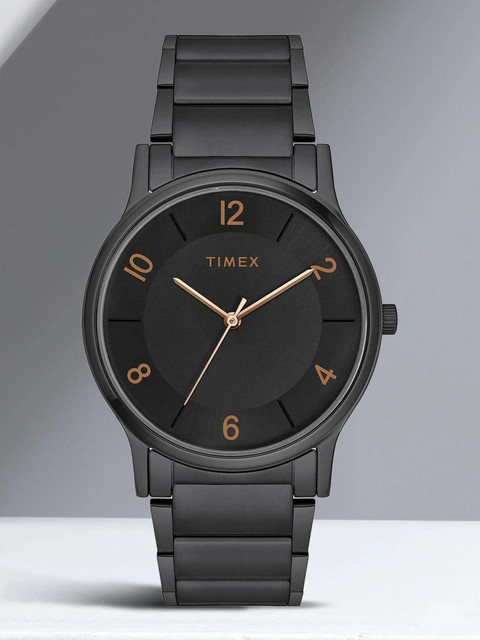 TIMEX Black Dial Stainless Steel Analog Watch For Men