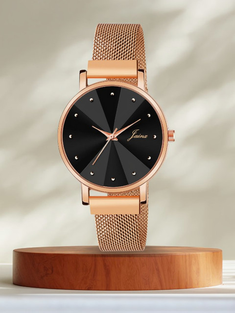 JAINX Rose Gold Mesh Magnet Chain Analog Watch For Women