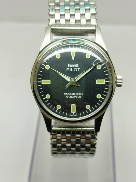 HMTJ Hmt pilot hand winding vinatge refurbished watch Original HMT Pilot  Stainless Steel strap chain silver Analog Watch For Men
