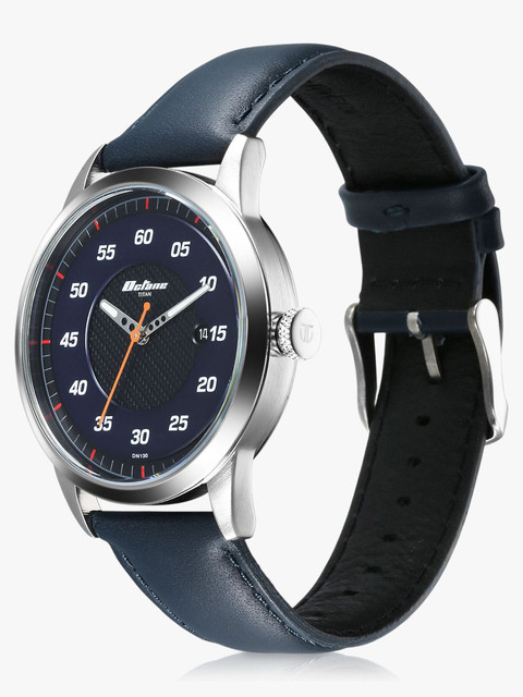 Titan Titan Octane With Date Black Dial Blue LeatherStrap Analog