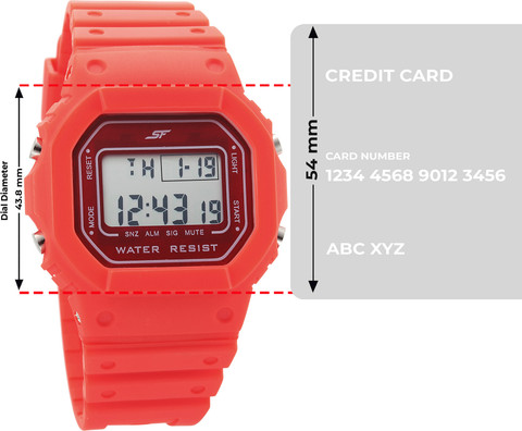 SONATA SF Hexa 1 SF Hexa Digital Dial Red Polyurethane Strap