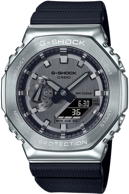 CASIO GM-2100-1ADR G-SHOCK Silver Dial Black Resin Strap Analog