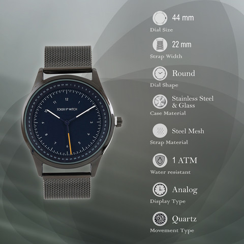 JOJO① Joker & Witch Montego Blue Dial Gunmetal Mesh Strap Analog