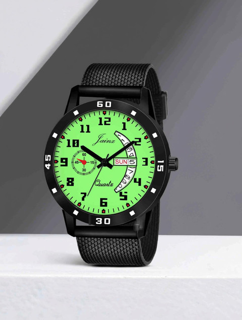 JAINX JM7108 Day & Date Function Radium Dial Rubber Band Analog