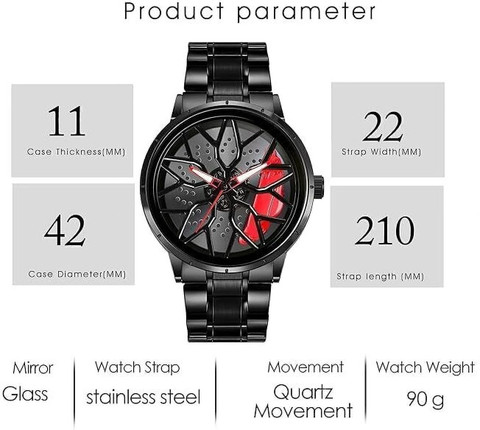 Spinner Men’s Rotating Wheel Dial Analog Watch A36 Car wheel watch ...