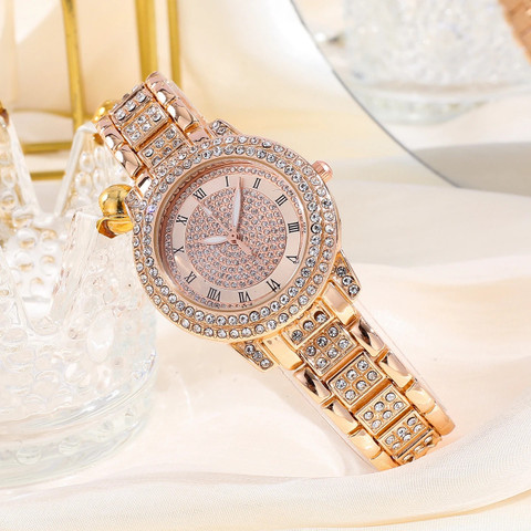 GATRADES ga6000 luxury diamond dial stainless steel women quartz watch  Analog Watch For Girls
