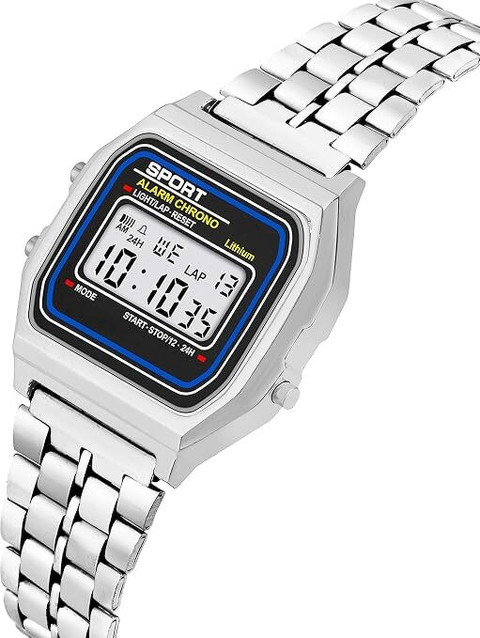 SHIVTRADRE Digital Silver Square Dial Unisex Wrist Watch for Men
