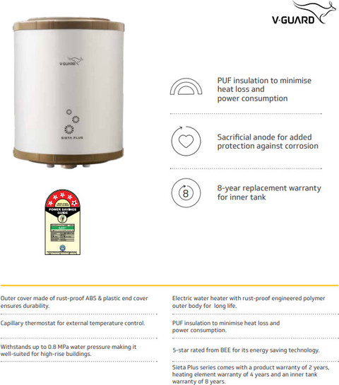 V-Guard SIETA PLUS 10 L Storage Water Geyser