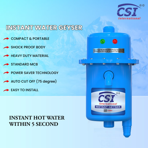 CSI INTERNATIONAL 1L INSTANT WATER PORTABLE HEATER GEYSER SHOCK PROOF  PLASTIC BODY WITH INSTALLATION KIT YEAR WARRANTY L Instant Water Geyser