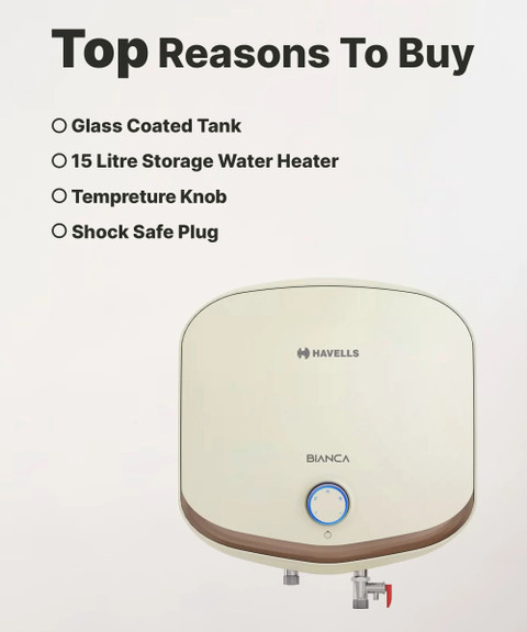 HAVELLS Bianca 15 L Storage Water Geyser with Flexi Pipe Price in