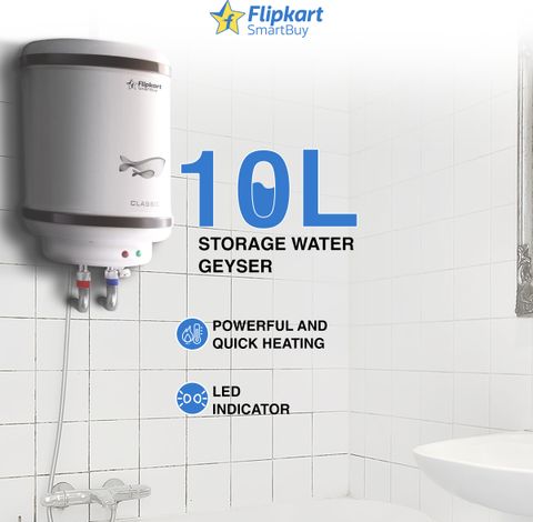 Flipkart SmartBuy 10 L Storage Water Geyser BEE 4 Star Rated with Free Installation pipes and Kit (Classic - 10L, Ivory) (Ivory) - Image 6