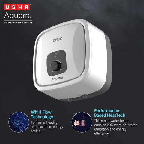 USHA AQUERRA 15L 15 L Storage Water Geyser Star BEE Energy Rating  Glassline Coated Tank - Main Image
