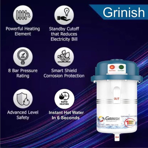 GRINISH L Instant Water Geyser, Instant Water Heater, Gijar Hot