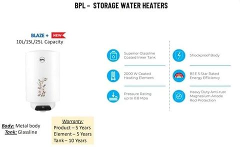 BPL BSWHMET25L2KW5SGL 25 L Storage Water Geyser Price in India - Buy ...