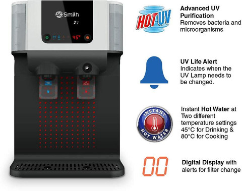 AO Smith Z1 10 L UV UF Water Purifier Hot Normal Water|
