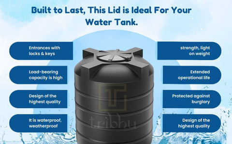 TRIBHU Pure Unbreakable Plastic Water Tank Open & Closing Lid L