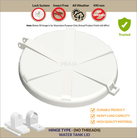 PRAJA Plastic Water Tank Open & Close Lid | 490 mm | Hinge Type