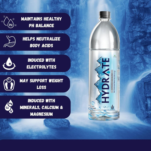HYDRATE Ionized Alkaline Water With Essential Nutrients and Perfectly  Balanced pH Mineral Water
