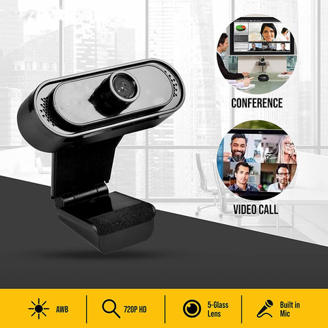 ULTRABYTES 720P HD Webcam for PC Desktop Laptop with Built-in