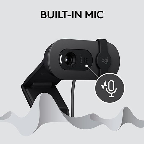 Logitech Brio 100 HD Webcam with Built-In Microphone USB Connectivity