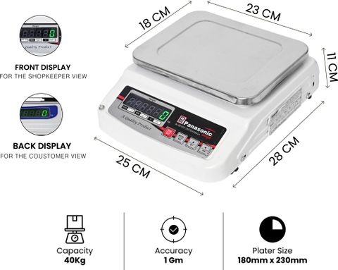 Costco PANASONIC WEIGH MS40K,40Kg with Eco Sense Technology F/B Display Weighing Scale (White) - Image 6