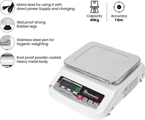 Costco PANASONIC WEIGH MS40K,40Kg with Eco Sense Technology F/B Display Weighing Scale (White) - Image 8