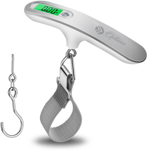 TH-WS11 Digital Luggage Scale 50kg - With Target Value Setting, Silver Portable Travel Scale