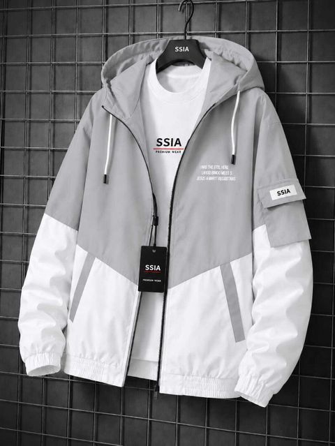 SSIA Men's Casual Colorblock Wind Cheater Jacket - Image 7