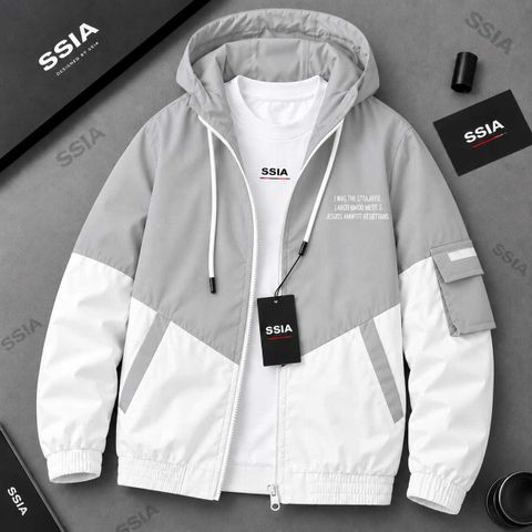SSIA Men's Casual Colorblock Wind Cheater Jacket - Image 8