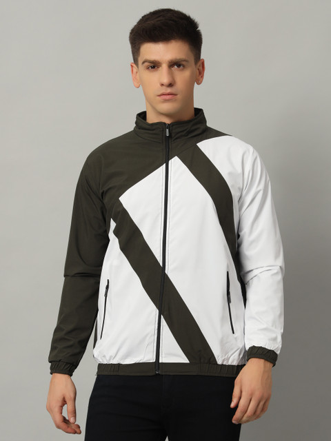 KGARMENTS Olive Colour Windcheater Solid Men Wind Cheater