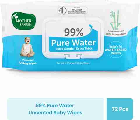 Mother Sparsh 99% Pure Water Based Baby Wipes (Unscented